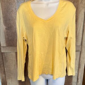 Yellow V-Neck Long Sleeve Women's Tee